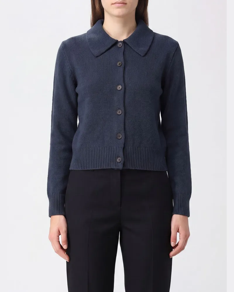 A.P.C. Cardigan aus Woll- und Baumwollmischung mit klassischem Kragen und Knöpfen Blau
