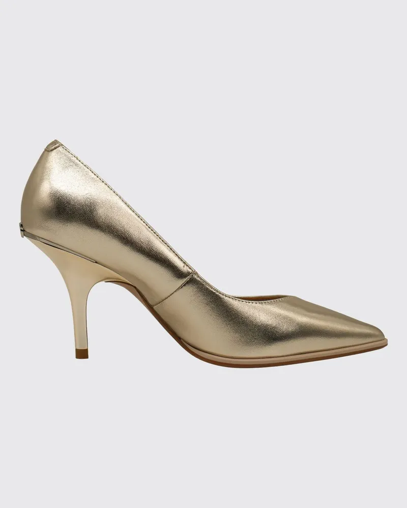 Pinko Pumps aus laminiertem Leder mit hohem Stilettoabsatz und metallischem Love-Birds-Logo Gold