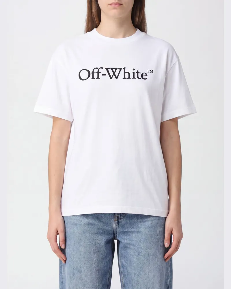 OFF-WHITE Slim Fit Baumwoll-T-Shirt mit Logo-Print und überschnittenen Schultern Weiß