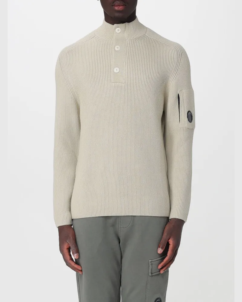 C.P. Company Slim Fit Pullover mit Stehkragen aus Baumwollmischung Silber