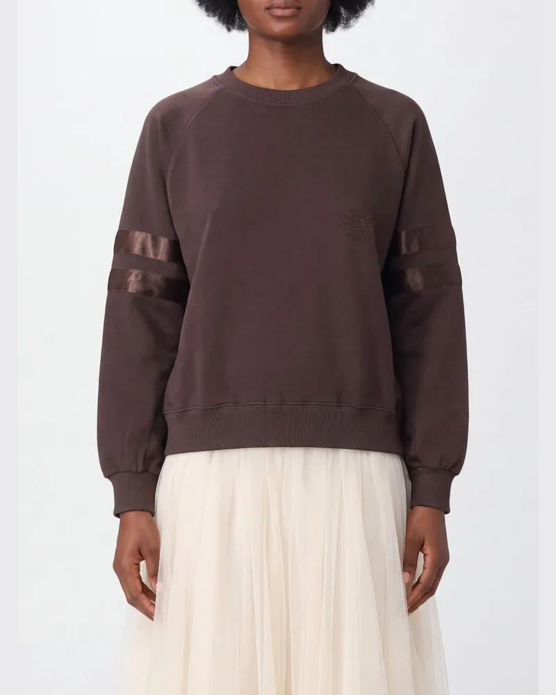 Repetto Rundhals-Sweatshirt aus Baumwollmischung mit Satinbändern Braun