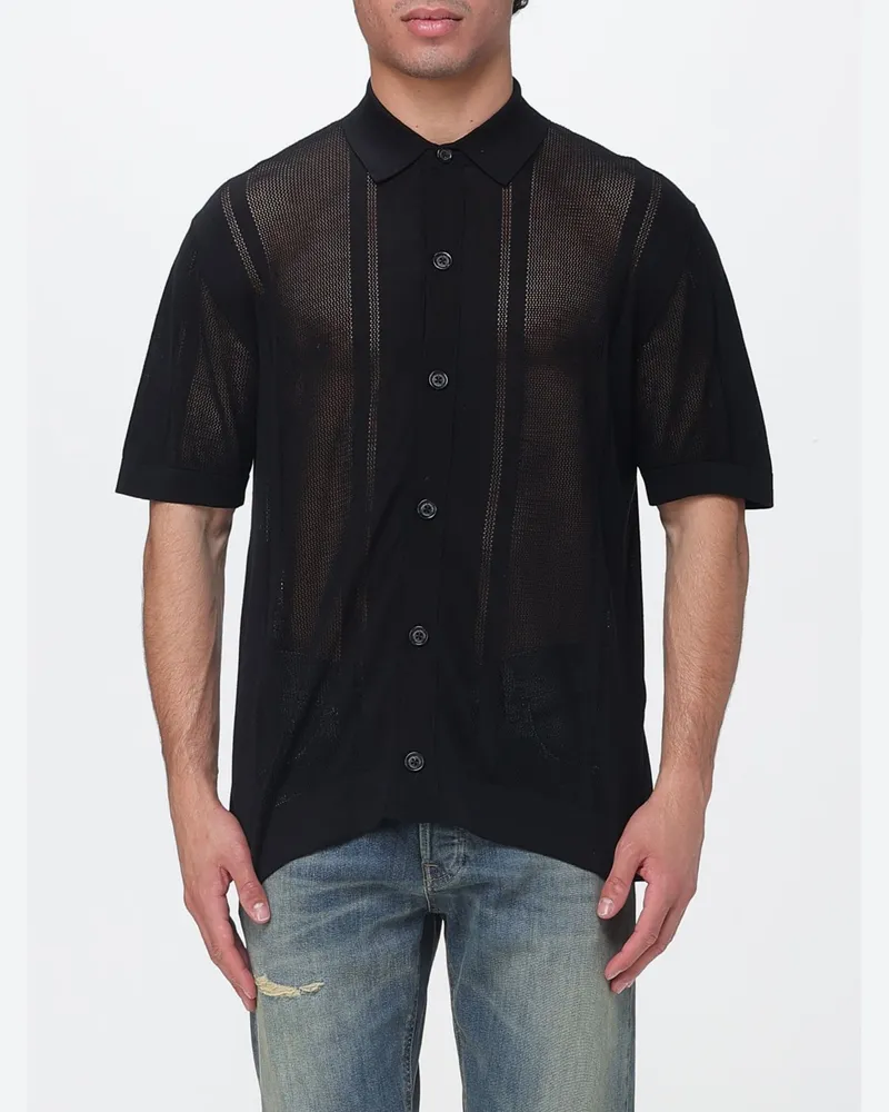 Paolo Pecora Milano Strickpoloshirt Schwarz