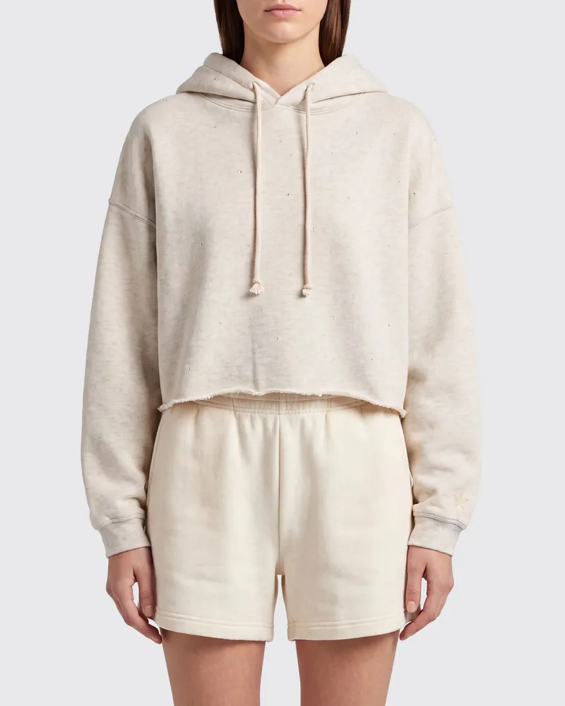 Golden Goose Cropped-Hoodie aus reiner Baumwolle mit überschnittenen Schultern Grau