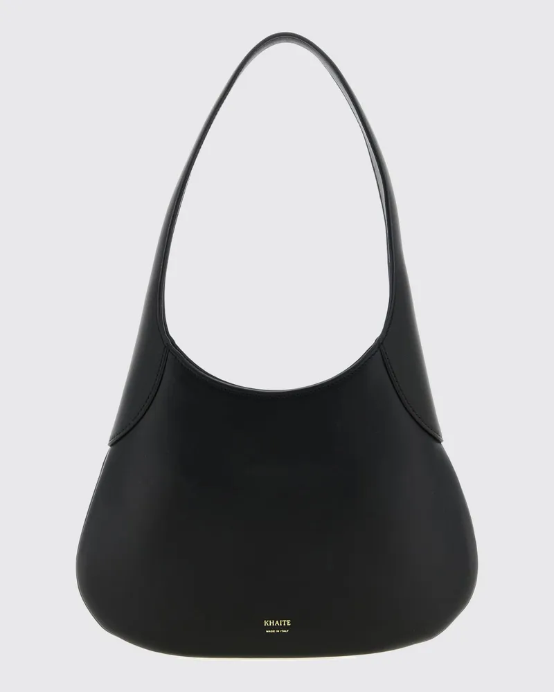 KHAITE Joan Schultertasche von aus glattem Kalbsleder mit laminiertem Logo Schwarz