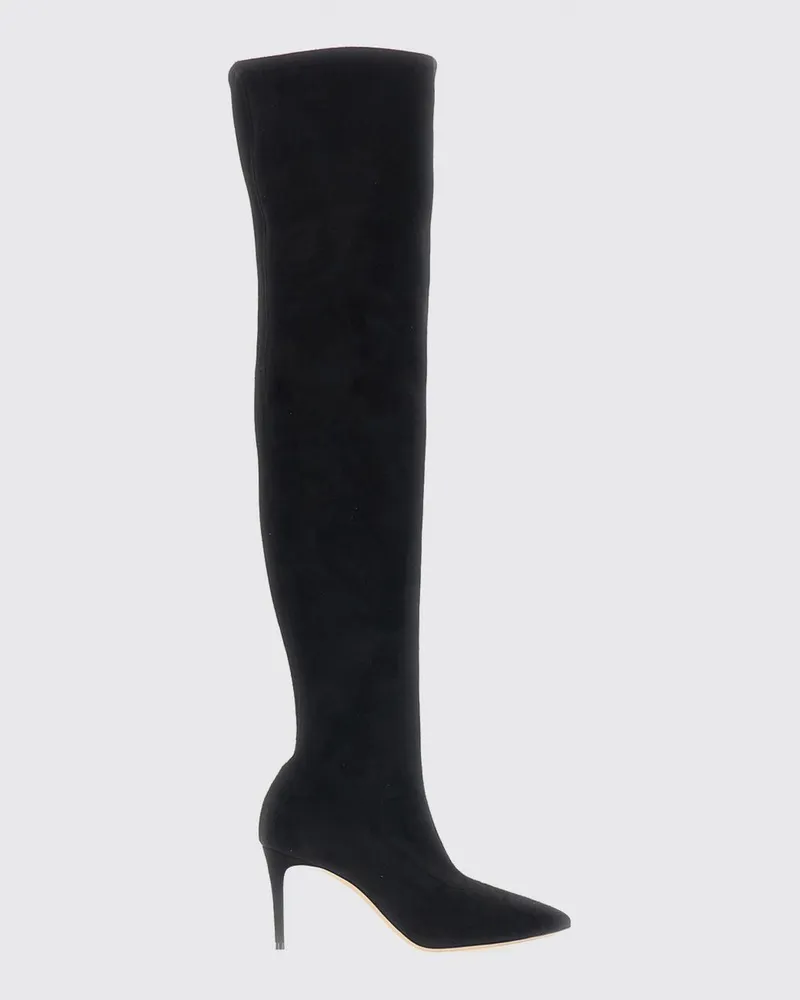 Casadei Julia Overknee-Stiefel aus technischem Stretch-Gewebe mit Stiletto-Absatz Schwarz