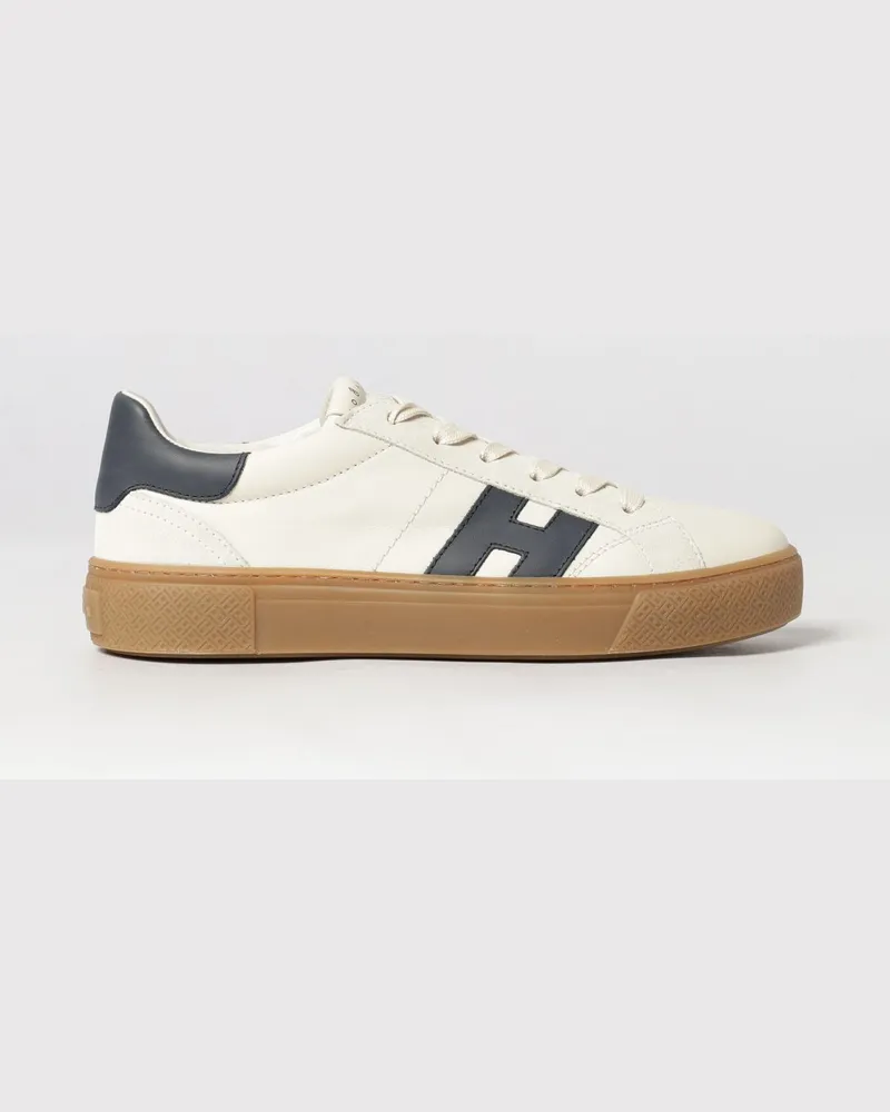 Hogan Crosswind Low-Top-Sneakers aus Glattleder-Kalbsleder mit H-Logo Weiß