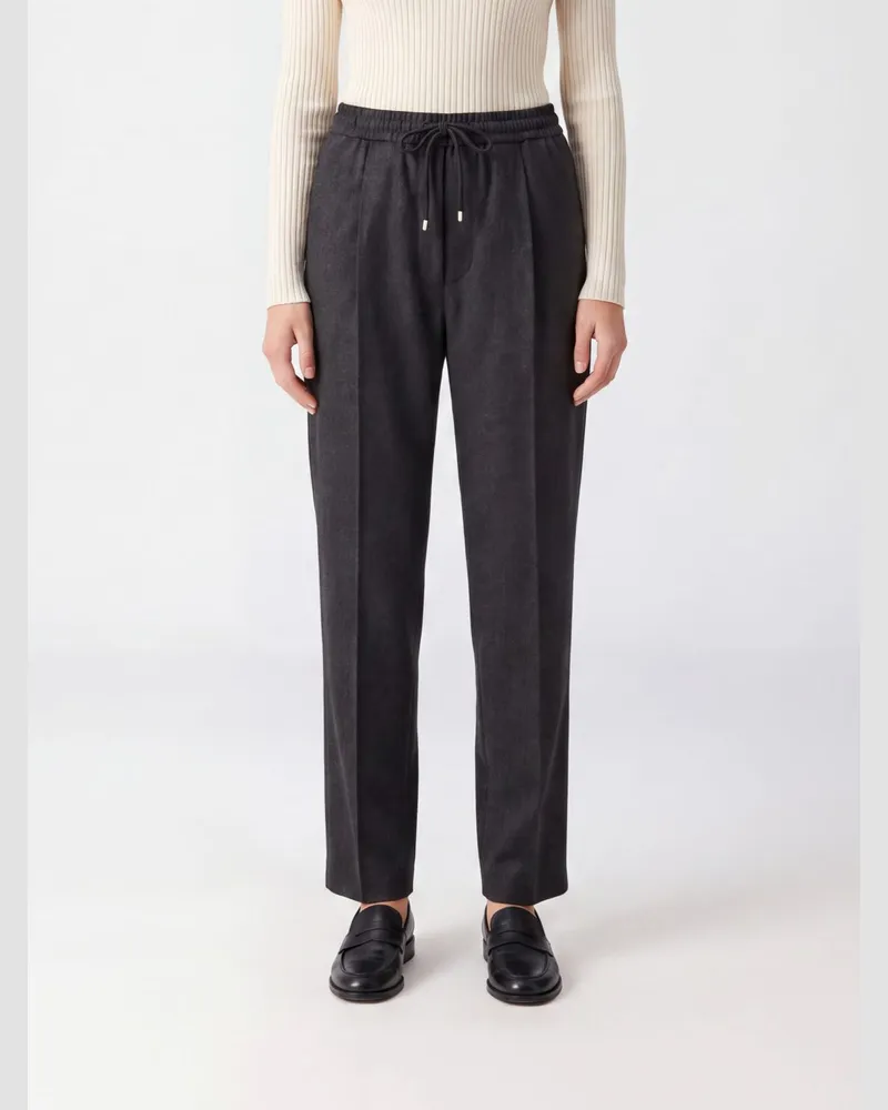 Briglia 1949 Straight-Leg-Hose aus Schurwolle und Kaschmir mit Kordelzug Grau