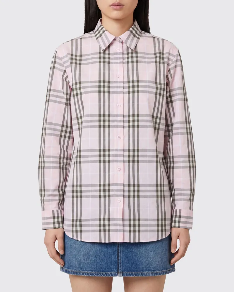 Burberry Baumwollhemd mit Vintage Check Muster Pink