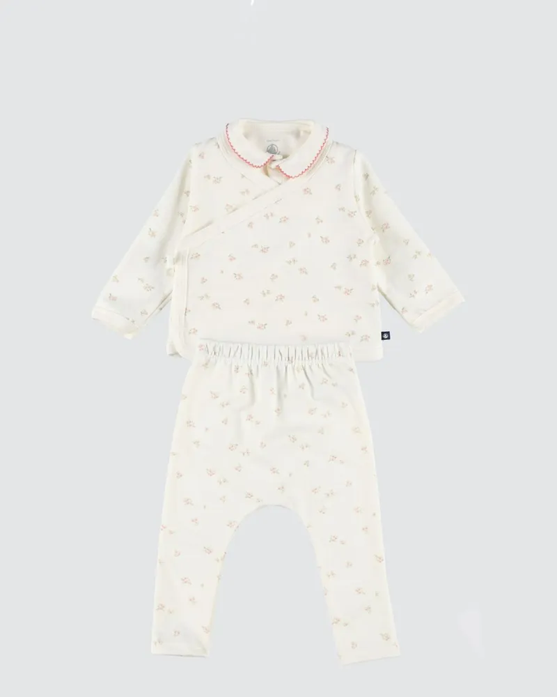 Petit Bateau 3er-Set Schlafanzüge für Jungen aus Baumwolle mit Blumenmuster Weiß