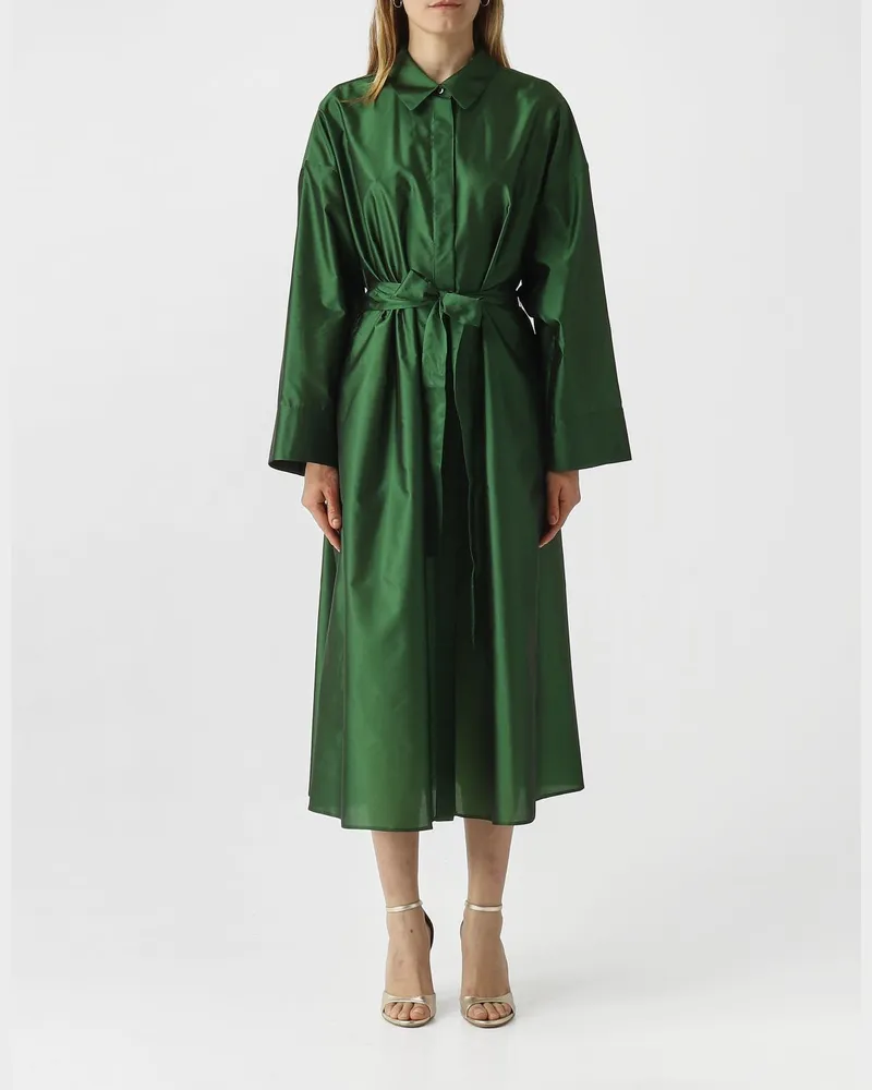 Max Mara Chemisier-Kleid aus Seidenmisch-Satin Emerald