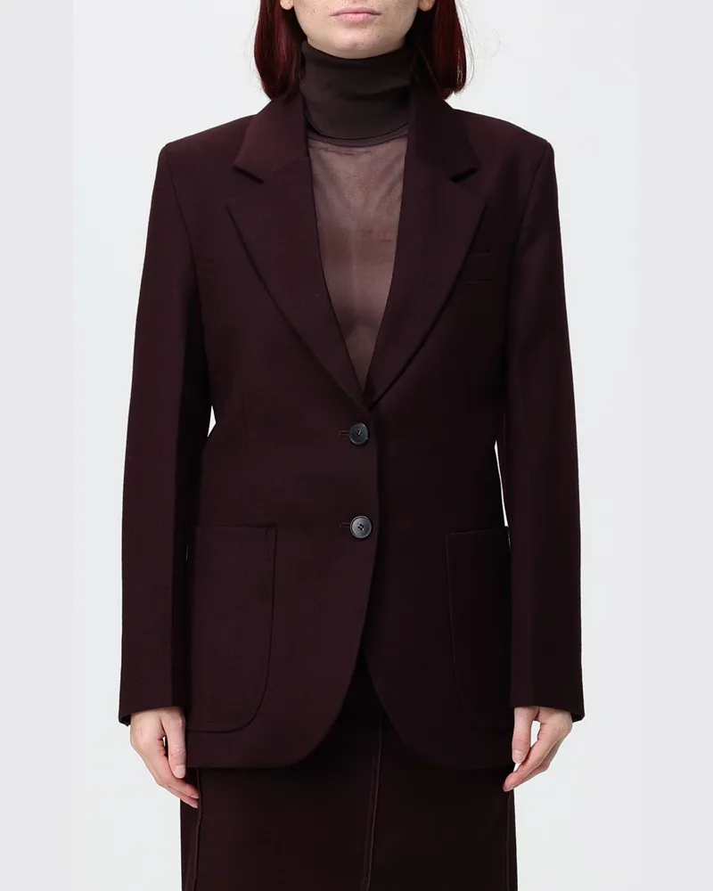 Victoria Beckham Einreihiger Blazer von aus reiner Wolle mit Reverskragen Rot