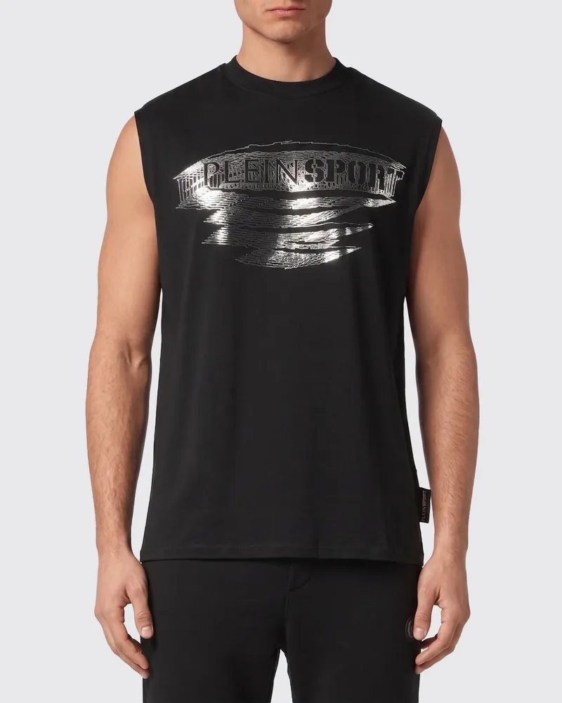 Philipp Plein Baumwoll-Tanktop mit Rundhalsausschnitt und laminiertem Kontrastlogo Schwarz