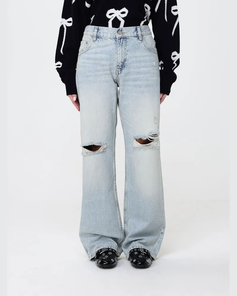 Marc Jacobs Distressed Denim Wide-Leg Jeans Denim