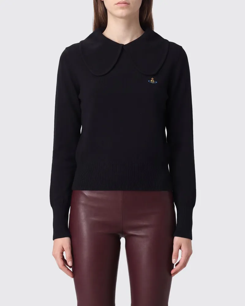 Vivienne Westwood Wollstrick-Polo von mit Matrosenkragen und Orb-Logo Schwarz