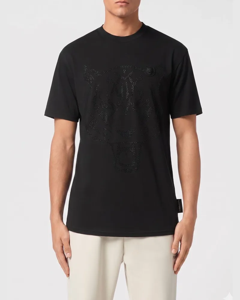 Philipp Plein Baumwoll-T-Shirt mit Strasssteinen Schwarz