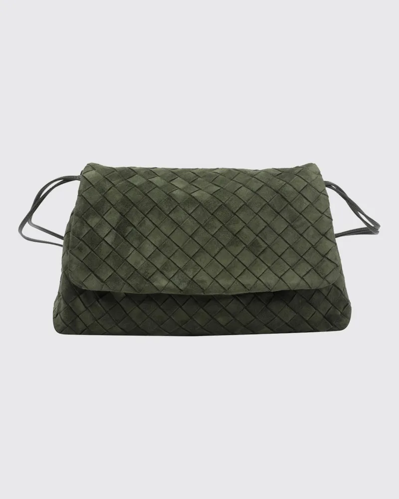 Bottega Veneta Giorno Schultertasche aus Kalbsleder mit Patte Grün