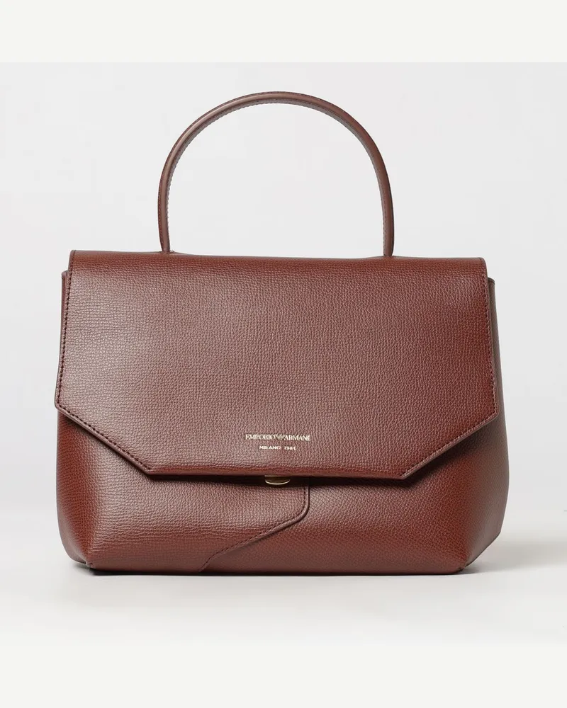 Emporio Armani Handtasche aus Rindsleder mit abnehmbarem Schulterriemen Kakao
