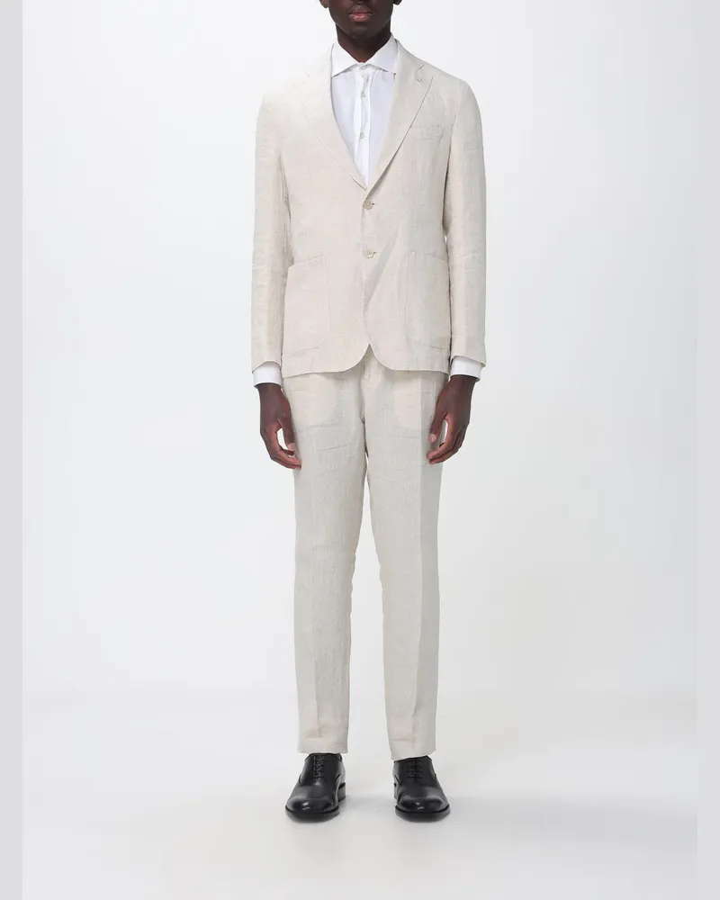 Manuel Ritz Einreihiger Leinenanzug Beige