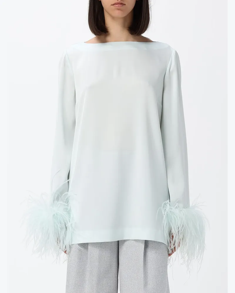 Twin-Set Crêpe-Bluse mit Federn Wasser