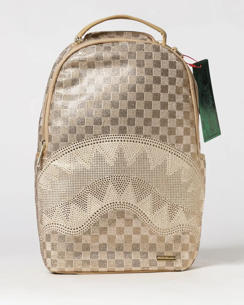 Sprayground 2 Tone Gold Trinity Rucksack von mit Karomuster und Strass-Logo Gold