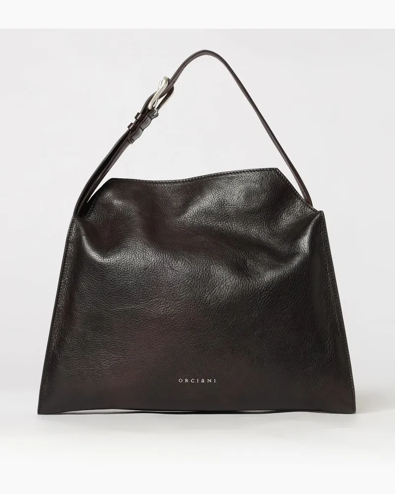 Orciani Mittelgroße Tote-Bag Trinity aus Kalbsleder mit doppeltem Henkel Braun