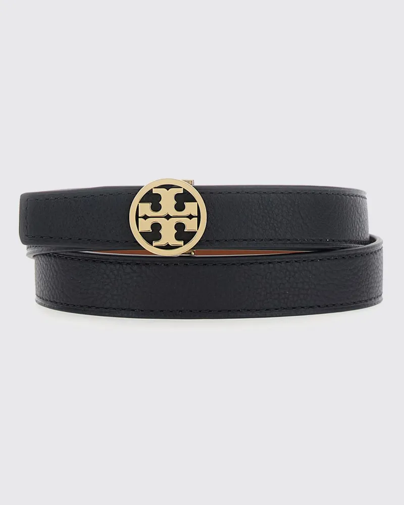 Tory Burch Wendbarer Gürtel aus Kalbsleder mit Double T-Schnalle Schwarz