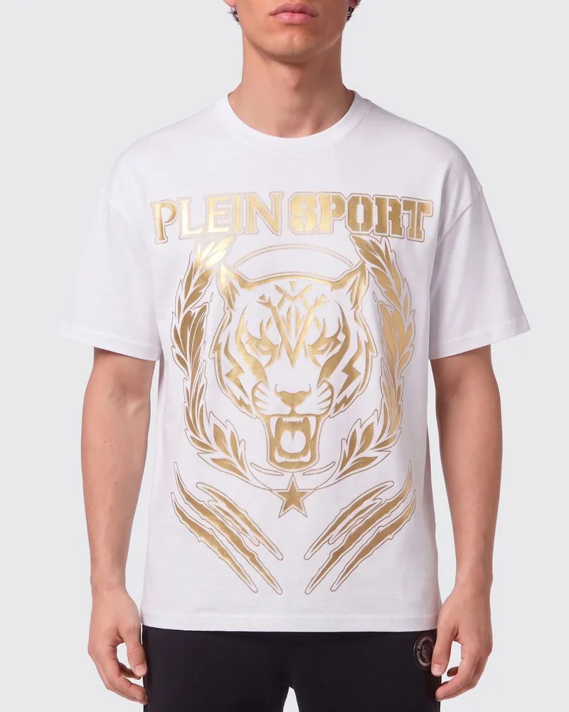 Philipp Plein T-Shirt aus Baumwolle mit Grafikprint und Kontrastlogo Weiß