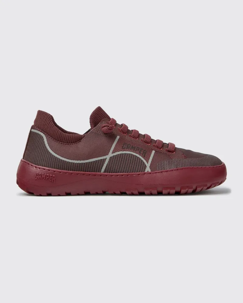 Camper Zweifarbige Peu Serra Slip-On-Sneaker aus recyceltem PET mit Vibram-Sohle Burgunderrot