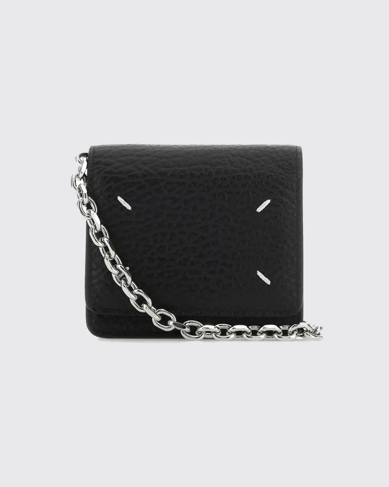 Maison Margiela Portemonnaie an Kette Four Stitches aus Leder Schwarz