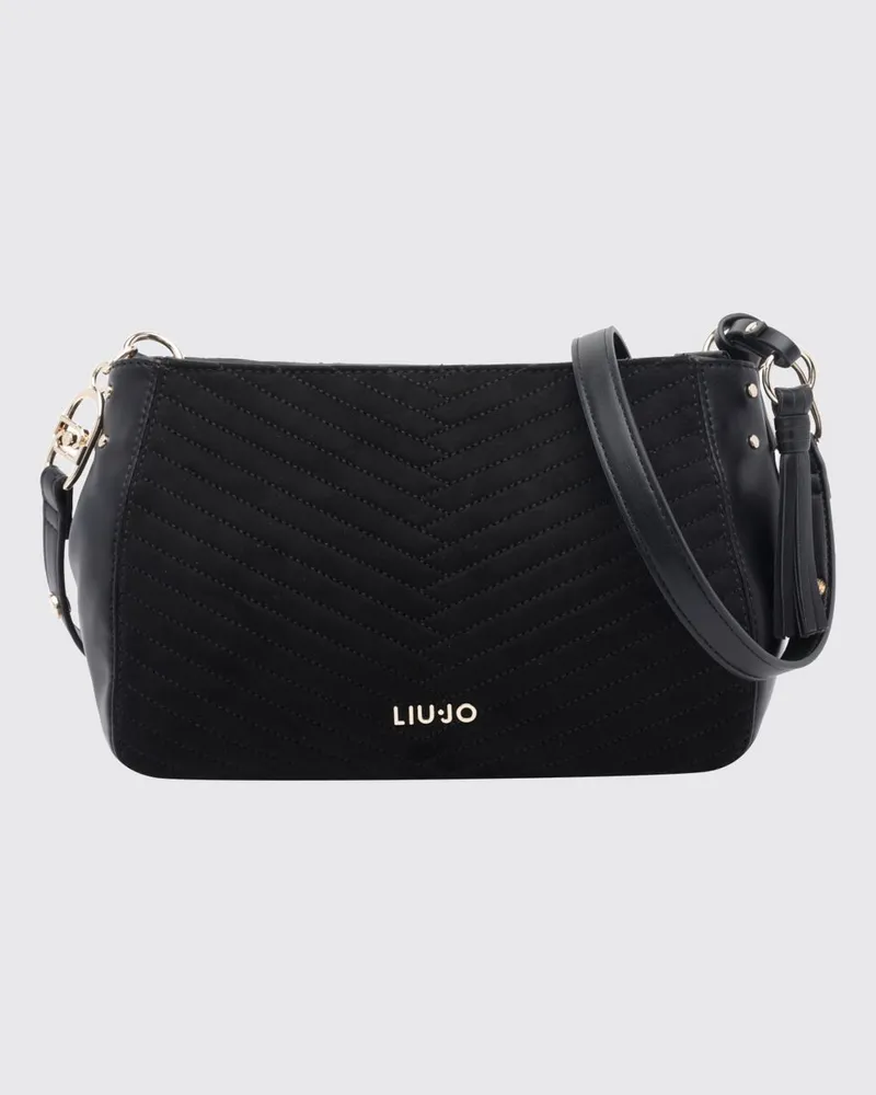 Liu Jo Umhängetasche aus Velours-Kunstleder mit Chevron-Muster Schwarz