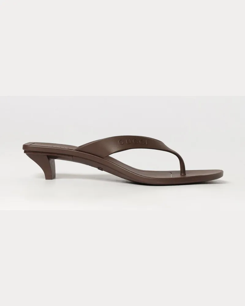 Gucci Vittoria Gummi-Zehentrenner-Sandalen mit niedrigem Absatz Braun