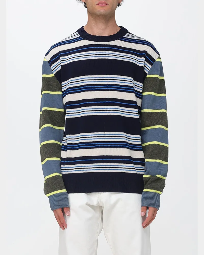 Paul Smith Pullover in Relaxed Fit von aus Wolle und Baumwolle mit bunten Streifen Navy