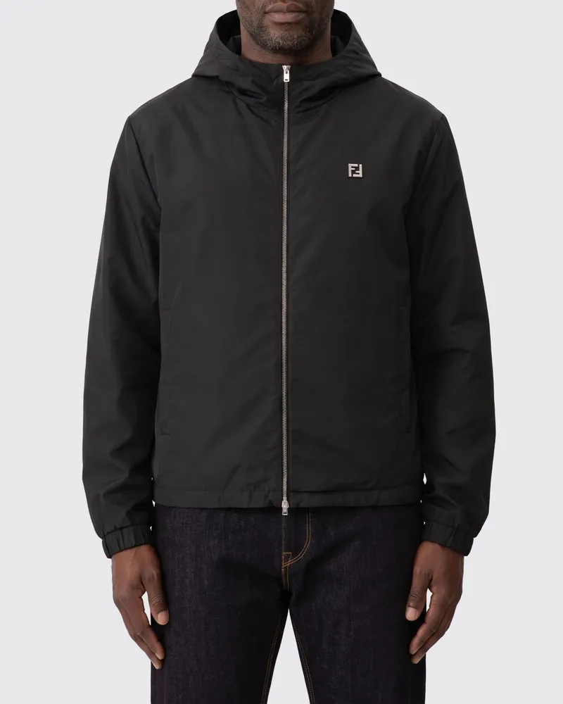 Fendi FF Kapuzenjacke aus Polyester Schwarz