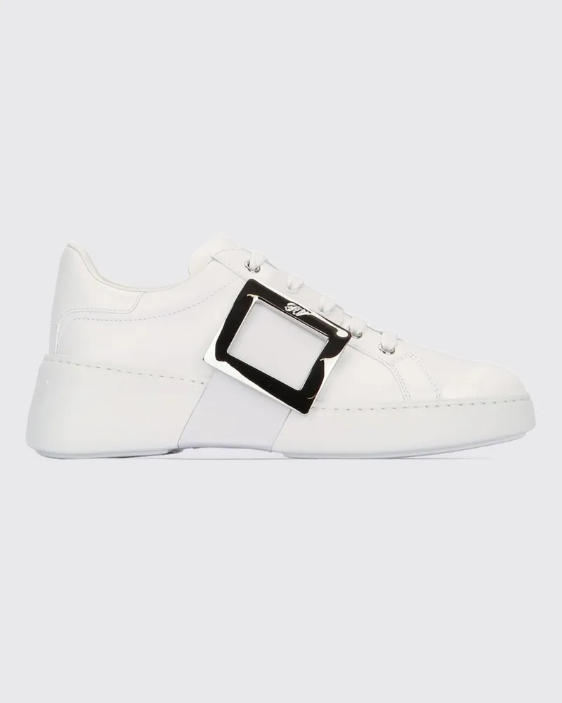 Roger Vivier Viv' Skate Sneakers von aus glattem Kalbsleder mit Schnalle Weiß