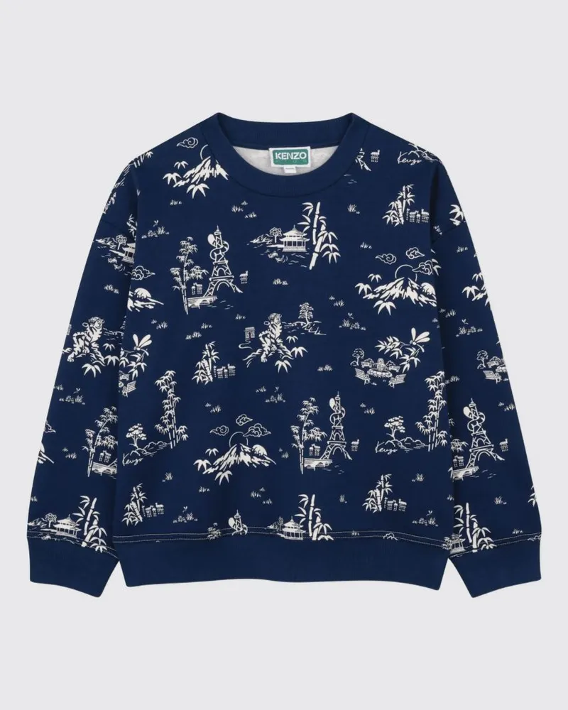 Kenzo Bedrucktes Baumwoll-Rundhals-Sweatshirt Blau