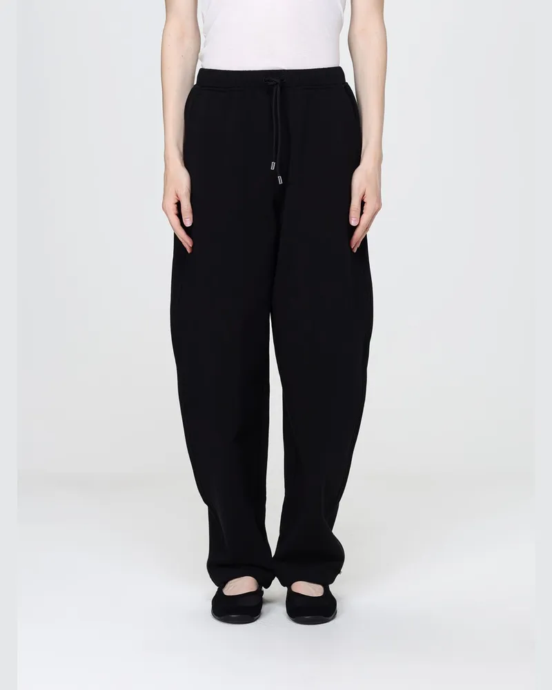 SPORTMAX Jogginghose mit weitem Bein aus Stretch-Baumwolle und Kordelzug Schwarz