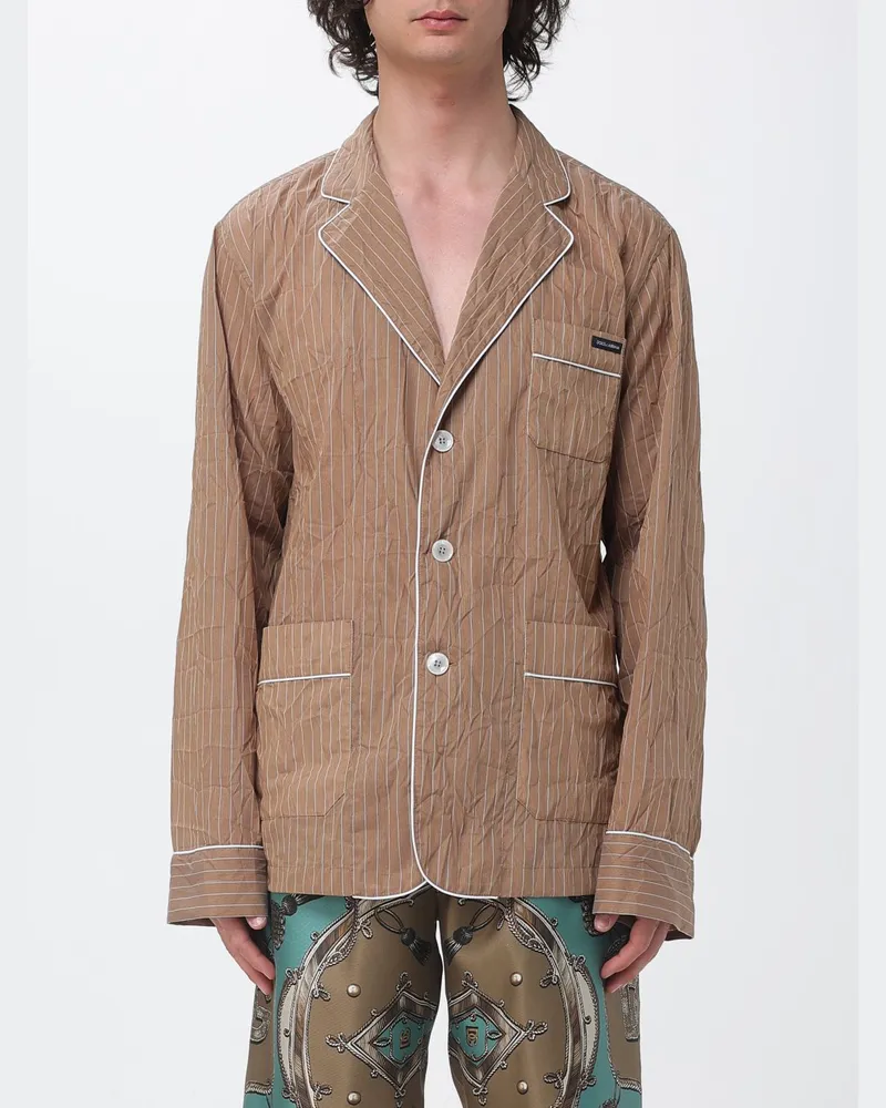 Dolce & Gabbana DOLCE  GABBANA Einreihiger Blazer Dolce & Gabbana aus Baumwolle und Leinen Gestreift