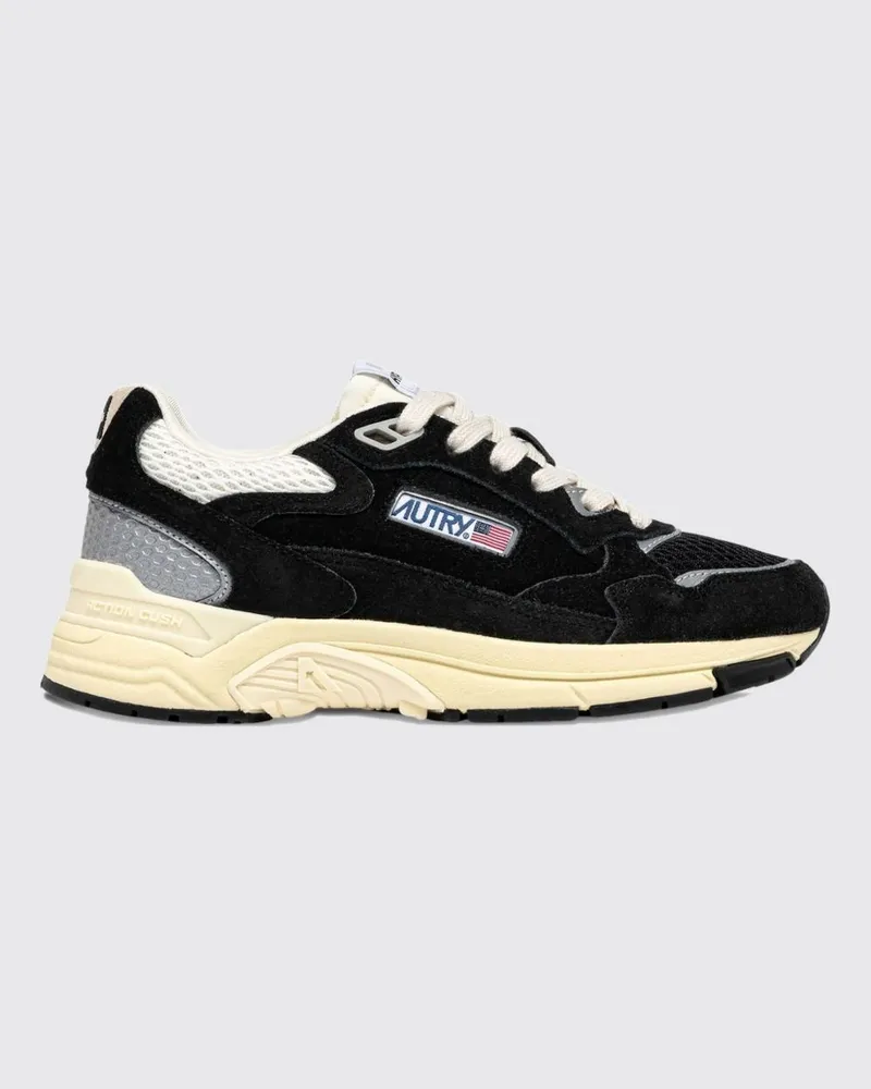 AUTRY Zweifarbige Hyperway Sneaker aus Leder und Mesh mit Cut-Out-Logo Schwarz