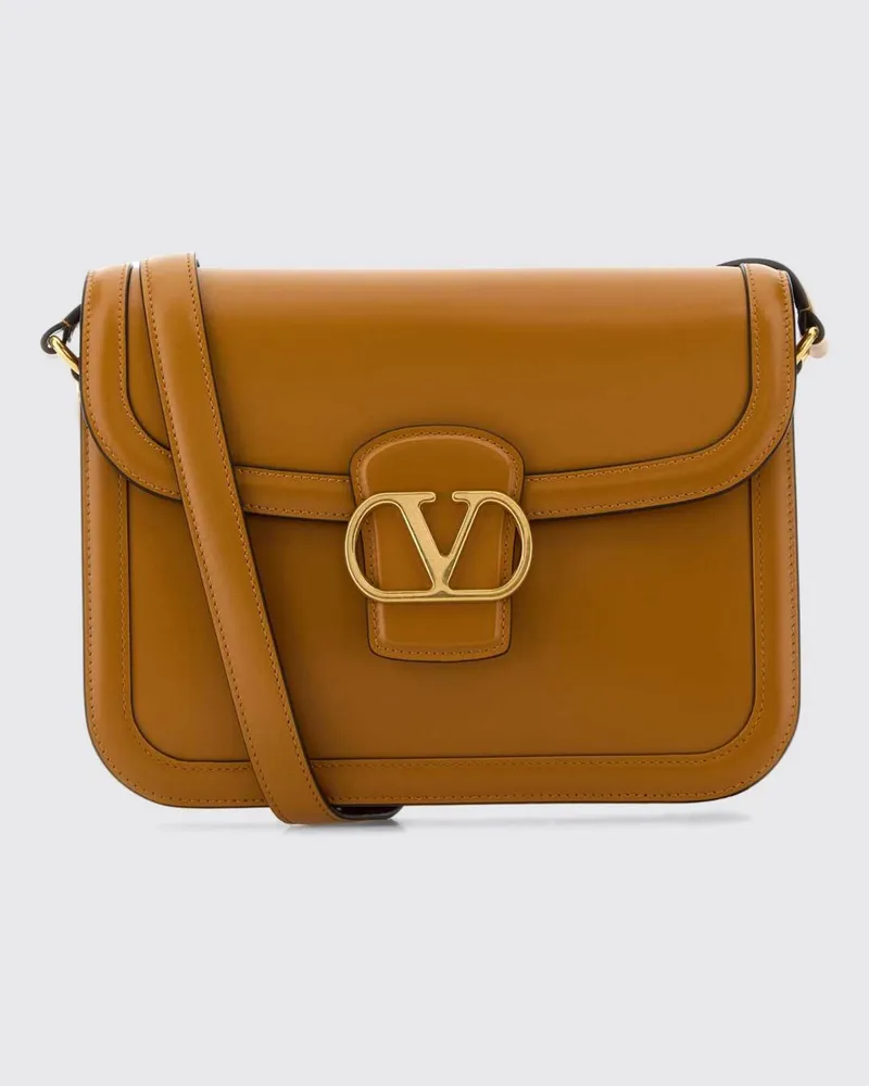 Valentino Garavani Kleine 9To5 Umhängetasche aus Kalbsleder mit VLogo-Logo Gold