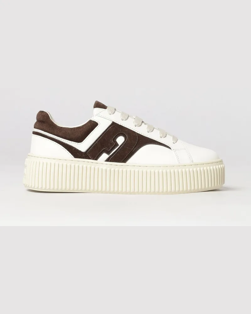 Furla Plateau-Sneaker aus Glatt- und Wildleder mit geprägtem Logo und runder Kappe Weiß