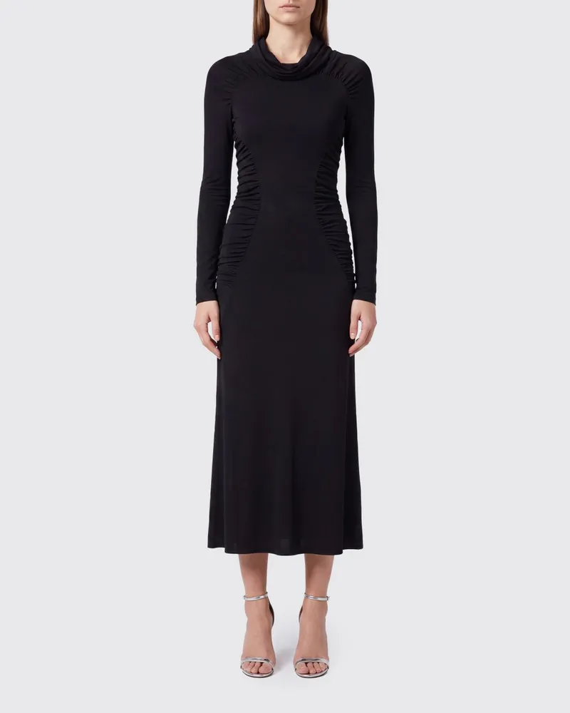 Victoria Beckham Asymmetrisches Langarm-Midikleid aus Jersey Schwarz