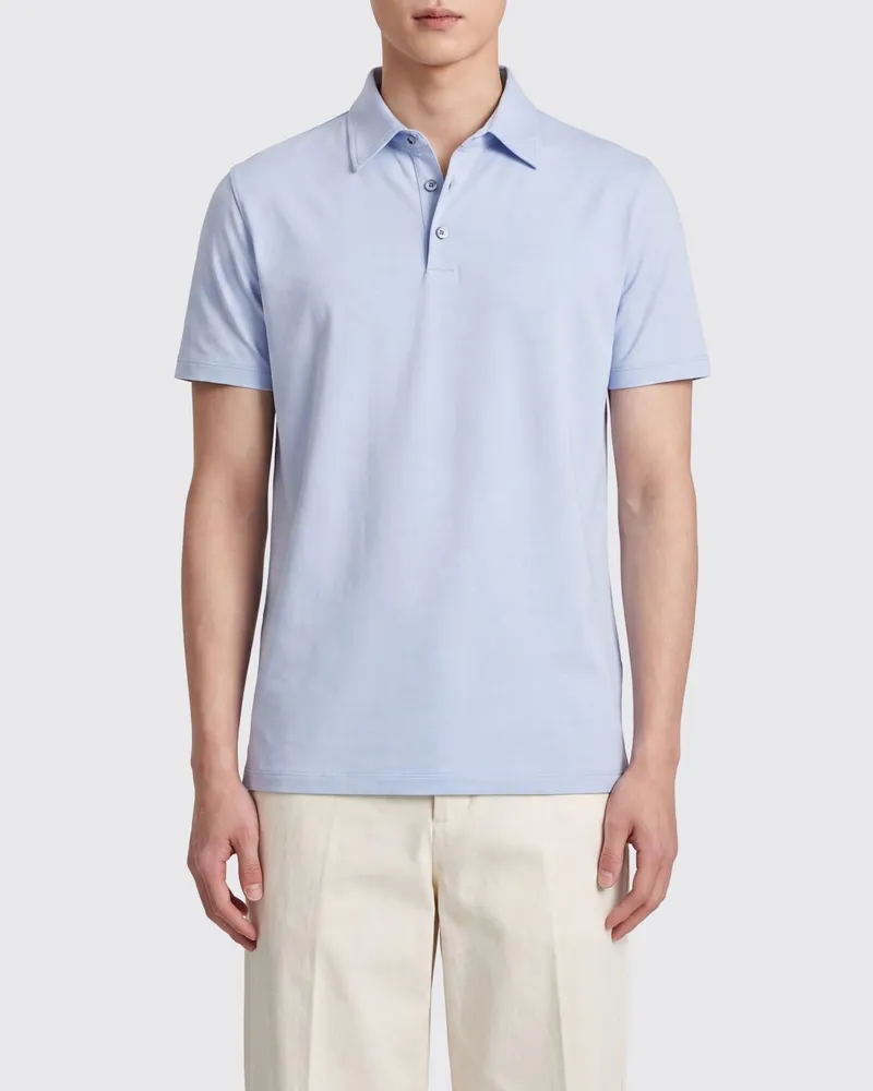 Zanone Basic Baumwoll-Poloshirt Hellblau