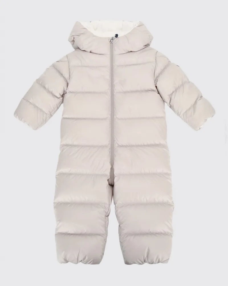 Moncler Gesteppter Nylon-Schneeanzug Alanie für Jungen mit verspielten Ohren Beige