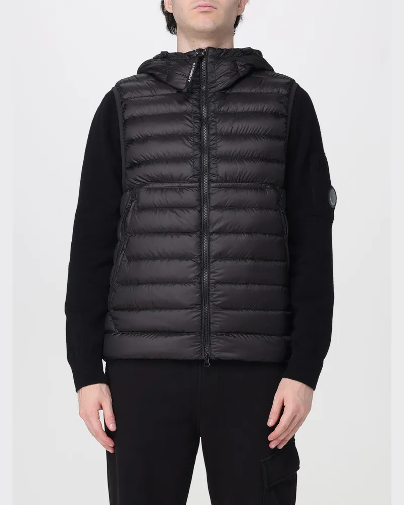 C.P. Company Gesteppte Nylon-Weste mit Kapuze und ikonischen Goggle-Linsen Schwarz