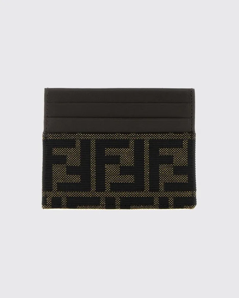 Fendi Kartenetui aus FF-Jacquard-Stoff mit Kalbslederdetails Ebony