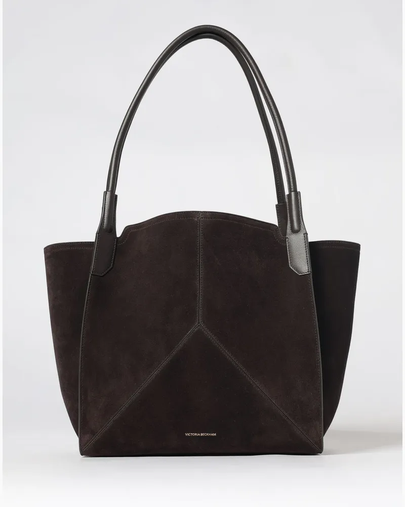 Victoria Beckham Schultertasche aus Kalbsleder mit doppeltem Henkel Braun