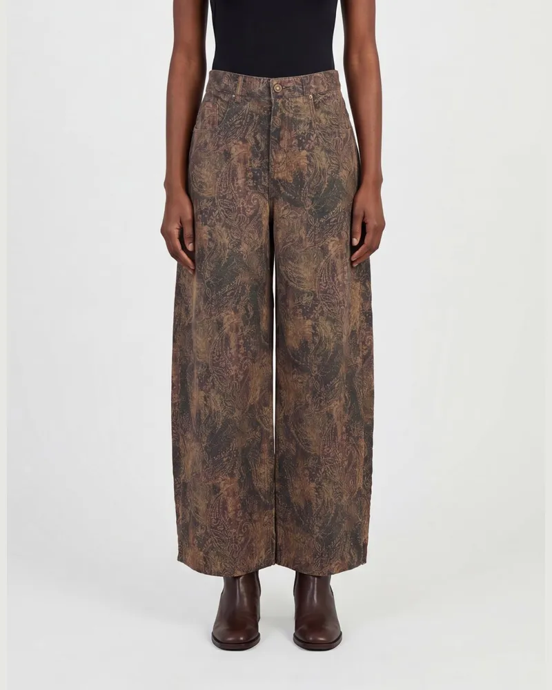 Liu Jo Wide-Leg-Jeans mit hoher Taille von aus Baumwolldenim mit Paisley-Print Braun