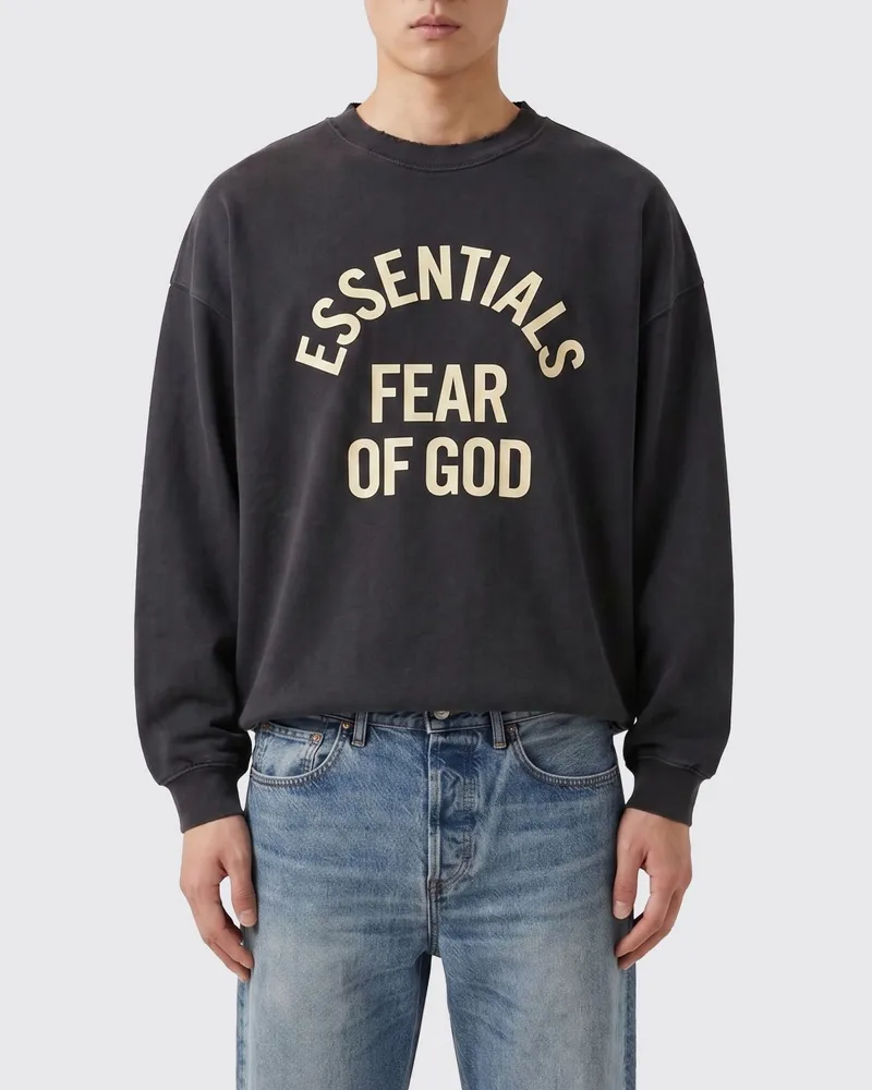 Fear of God Baumwoll-Sweatshirt mit Logo und überschnittenen Schultern Schwarz