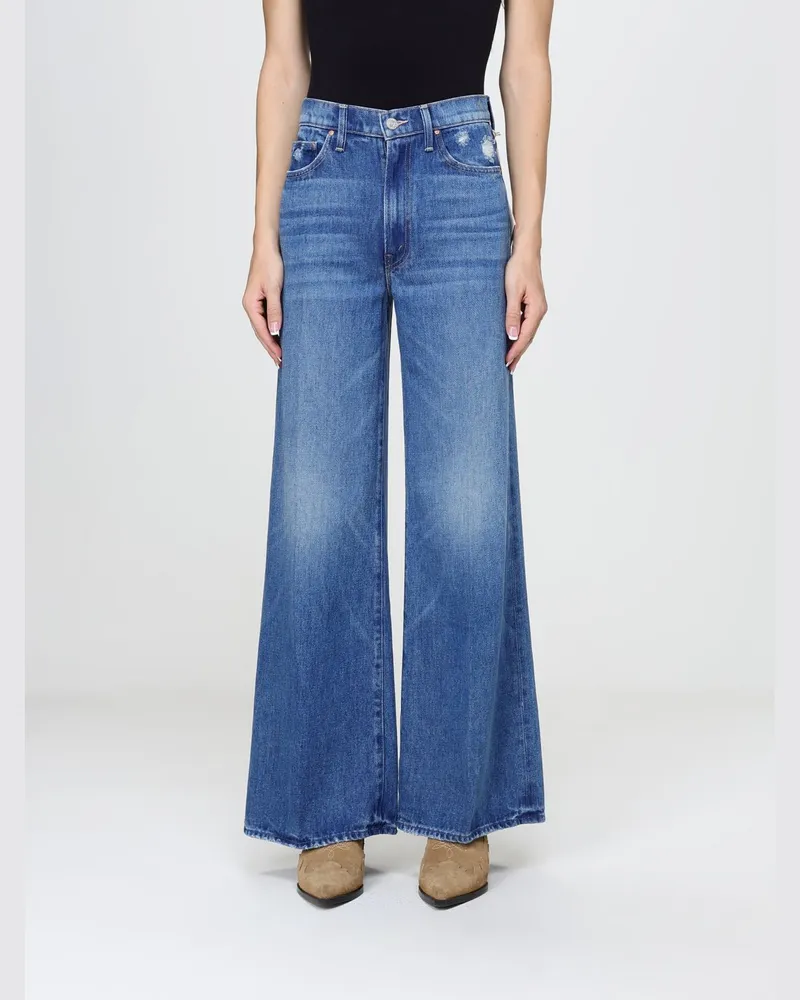 Mother Hoch taillierte Wide Leg Jeans The Ditcher Roller aus Denim Denim