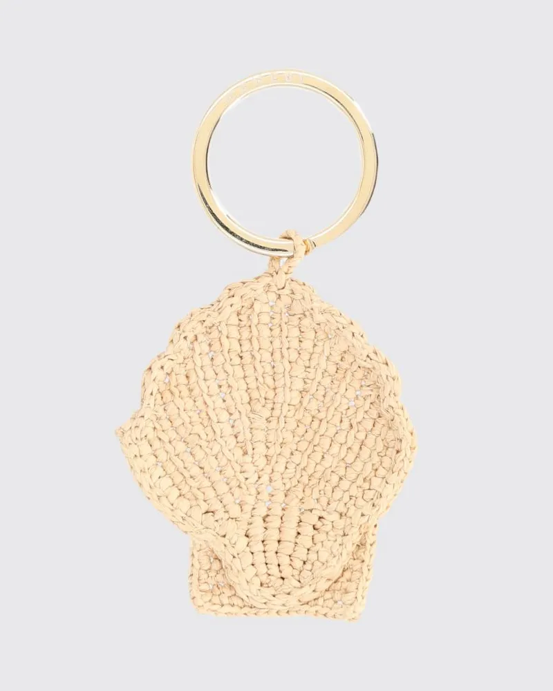 Manebí Shell Schlüsselanhänger aus muschelförmiger Häkel-Raffia Beige